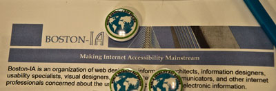 Boston-IA logo and World Usability Day buttons.